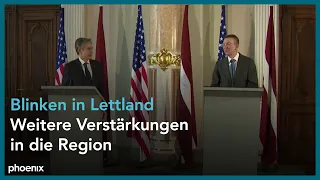 Pressekonferenz der Außenminister Binken (USA) und Rinkevics (Lettland) am 07.03.22