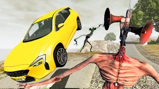 МУЛЬТИКИ ПРО МАШИНКИ СИРЕНОГОЛОВЫЙ ДОГОНЯЕТ - Beamng drive Car Crashes Crazy Siren Head Run