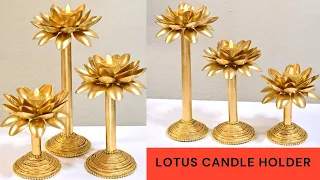 DIY Plastic Spoon Craft Idea Candle Holder | DIY Lotus Candle Stand