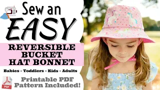 🧵 How to Sew an EASY Beginners Sun Hat for Babies, Toddlers, Kids or Adults! PDF Sewing Pattern