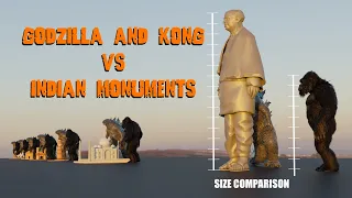 Godzilla and Kong VS Indian Monuments | Size compare | 3d animation