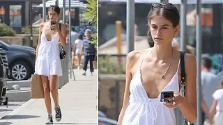 EXCLUSIVE - Supermodel Kaia Gerber Rocks Malibu In A Simple White Dress