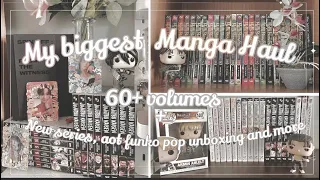 My biggest manga haul! 60+ volumes/ New series, missing volumes, funko pop unboxing and more✨