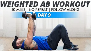 10 Minute Dumbbell Ab Workout At Home  | follow along | no repeat | Kickstart day 9)