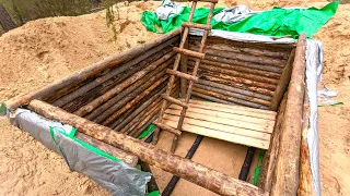 Underground House in the Woods: Made the floor in a DUGOUT. Cooked a delicious ribs!