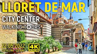 4K Lloret de Mar (Catalonia, Spain) City Center Walking Tour • May 2022