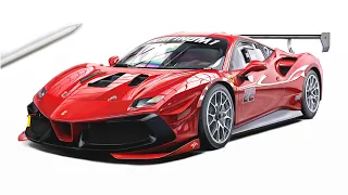 Realistic Car Drawing - FERRARI 488 CHALLENGE EVO | drawingpat