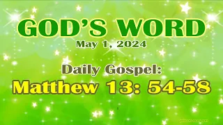 Daily Bible Verse May 1, 2024 Matthew 13: 54-58 God's Word  Bible Reading