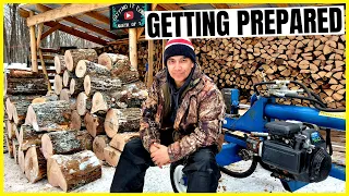 Cutting Logs Into Firewood // My Process of Cutting, Splitting & Stacking Firewood
