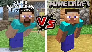 Smash Bros Ultimate VS Minecraft (Steve's Moveset Comparison & More!)