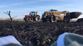 Massey Ferguson 6613 + T088, Ceterpillar TH340B,  trágyarakás