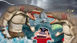 GTA 5 : Becoming a HUMAN SHARK In GTA 5 (Shark Attack) | SHINCHAN Become HUMAN SHARK  Kill FRANKLIN