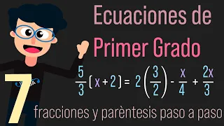 Resolver ECUACIONES LINEALES  con FRACCIONES y PARÉNTESIS | 1 🤔