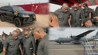 Watch how Prez Nana Addo Arrives At Kumasi Int Airport for the late John Kumah’s 1 Week Observation