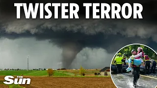 Terrified hotel guests run for cover as deadly tornado rips through US town while storms hit Midwest