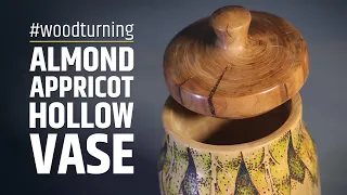 Woodturning an end grain vase out of almond and apricot wood