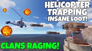 RUST | S.A.M SITE TRAPPING UNSUSPECTING CLAN HELICOPTERS FOR HUGE LOOT ! *CLANS RAGING*