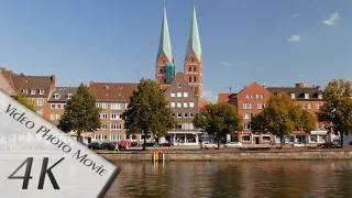 Lübeck, Germany: Untertrave, Hafen (Harbor), Altstadt (Old Town), Holstentor - 4K UHD Video