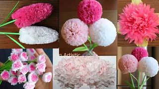 5 Beautiful Tissue Paper Flowers - Paper Craft - Paper Flower