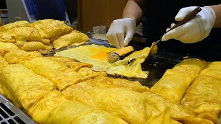 Omelette Cheese Egg Roll Kimbap - Korean Street Food