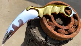 Turning a Rusty BEARING into a Shiny but Razor Sharp KARAMBIT