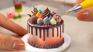 Miniature Rainbow Chocolate Cake Decorating | ASMR Sweet Minis