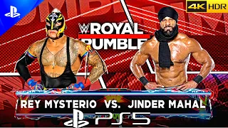 (PS5) REY MYSTERIO VS JINDER MAHAL | Royal Rumble | Ultra High Graphics 4K HDR 60fps Gameplay