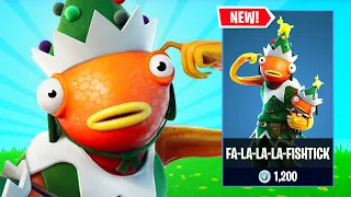 *NEW* FA-LA-LA-LA-FISHSTICK Skin Gameplay in FORTNITE! (Elf-Fish Set Review) | New Fishstick Skin!