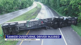 Tanker overturns in Columbia, spilling 4,000 gallons of fuel
