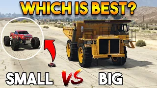GTA 5 ONLINE : BIGGEST DUMP TRUCK VS SMALLEST RC CAR (WHICH IS BEST?)