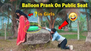 Balloon Blast in Public Seat. PRANK😂Watch The So Funny REACTION with Funny Girl in Public Seat