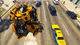 GTA 5 Bumblebee Vs Optimus Prime Ragdoll Compilation | (GTA 5 Fails Funny Moments Ragdolls)