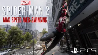 Marvel's Spider-Man 2: Max Speed Web-Swinging | Rainy Weather - Swing Assist Off