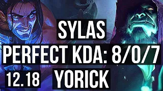 SYLAS vs YORICK (TOP) | 8/0/7, 66% winrate, Legendary | KR Diamond | 12.18