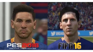 PES 16 vs FIFA 16: Player Faces FC Barcelona (FIFA 16 and PES 2016 Comparison)