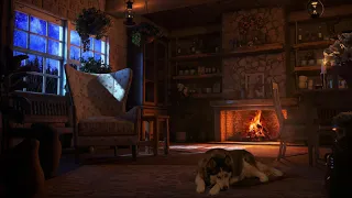 Cozy Cabin Ambience - Thunderstorm Sounds & Crackling Fireplace on Rainy Night