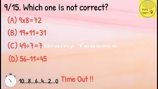 Top 15 Class 3 Maths Questions Quiz#1 | Quiz | Brainy Teasers