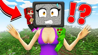 JJ and Mikey FOUND GIANT TV WOMAN in Minecraft - Maizen