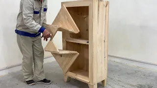 I Was Amazed How He Did It // Amazing Way To Make A Cabinet With A Very Special Opening Door