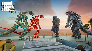 Atomic and Thermo Skeleton Godzilla vs Mechagodzilla and Mechani Kong - GTA V Mods