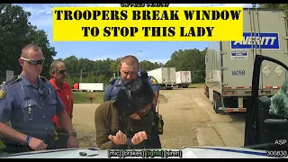 Pathfinder lady REFUSES to stop - Troopers break her car window to make arrest #pursuit #police