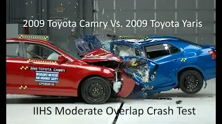 2007-2011 Toyota Camry Vs. 2007-2011 Toyota Yaris IIHS Moderate Overlap Crash Test