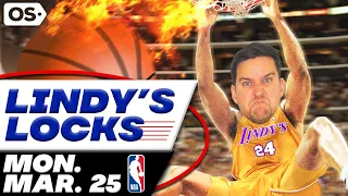 NBA Picks for EVERY Game Monday 3/25 | Best NBA Bets & Predictions | Lindy's Leans Likes & Locks