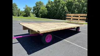 Restoring a John Deere hay wagon (in hot pink?)