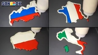 National Flag Map Pancake art - France, Italy, Poland, Russia