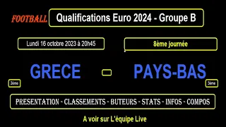 GRECE - PAYS-BAS : qualifications Euro 2024 Groupe B - Football - 8ème journée - 16/10/2023