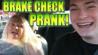 EPIC CAR BRAKE CHECK PRANK ON GRANDMOM! (SHE'S ANGRY!) - PRANKS