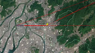 Enola Gay Atomic Bomb route of Hiroshima from Google Earth