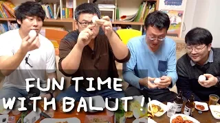 My Korean friends try BALUT for the first time | They said NO ! when I gave them.