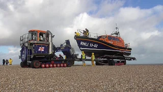 Dungeness RNLI Lifeboat Shannon Launch And Recovery System In Action